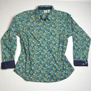 Caribbean Joe Floral Button Up Top M